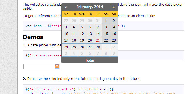 Zebra Datepicker