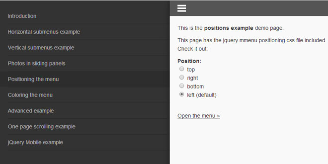 Mmenu - creating slick, app look-alike sliding menus