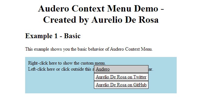 Audero Context Menu