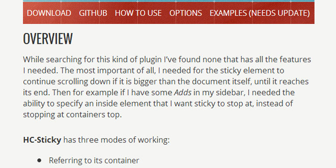 HC-Sticky - Makes any element on your page float
