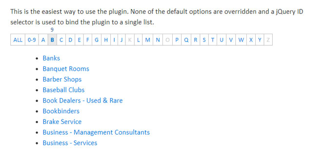 jQuery ListNav Plugin