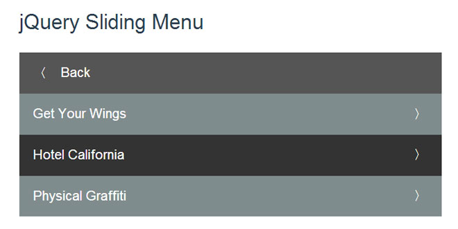 jQuery Sliding Menu