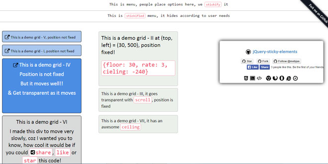 jQuery sticky elements