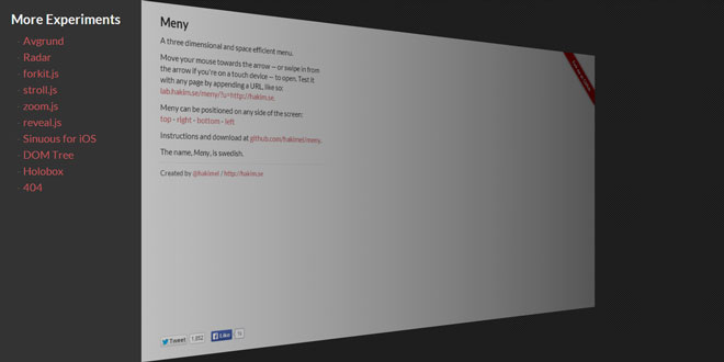 Meny - A three dimensional and space effecient menu