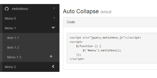 MetisMenu - Easy menu jQuery plugin for Twitter Bootstrap 3