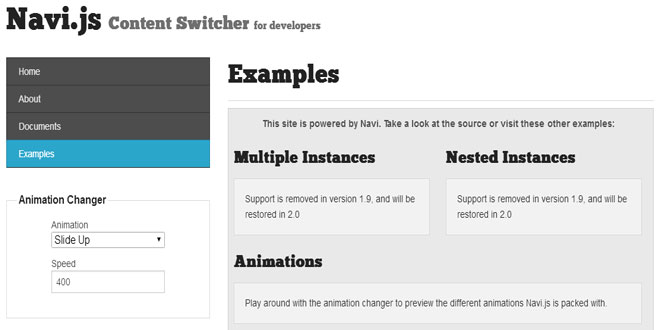 Navi.js - Content Switcher