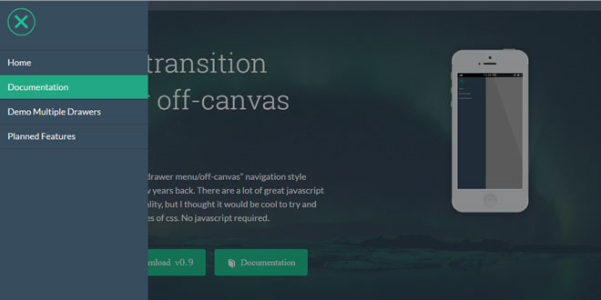 Pure Drawer - Pure CSS transition effects for off-canvas views