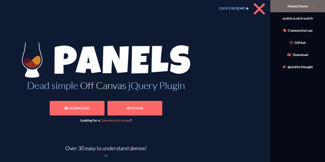 ScotchPanels.js - jQuery Off Canvas Menus and Panels Plugin