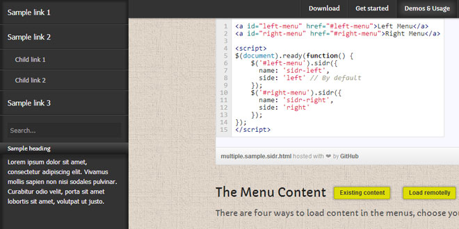 sidrs - side menus