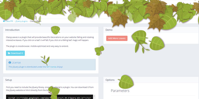 ClassyLeaves - Falling and rotating interactive leaves