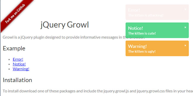 jQuery Growl - Informative messages in the browser