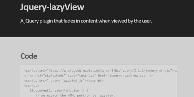 Jquery lazyView - Fades in content