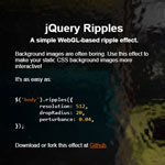 jQuery Ripples - A simple WebGL-based ripple effect.