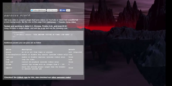 OKFocus video - Fullscreen background videos