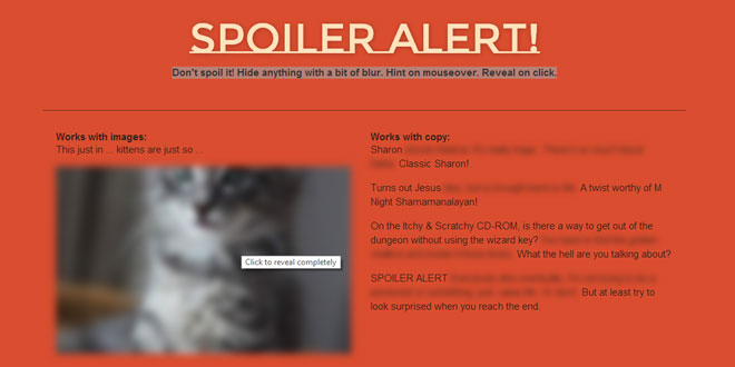 Spoiler alert - Hide spoilers on your site