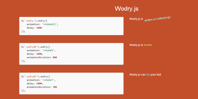 Wodry.js - Text flipping/rotating