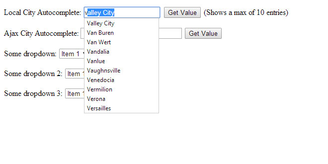 jQuery Autocomplete plugin