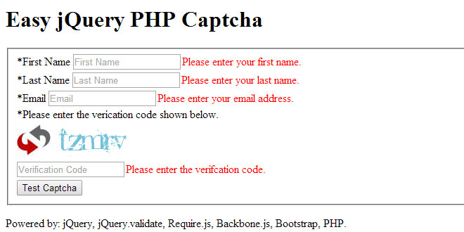 Easy jQuery PHP Captcha