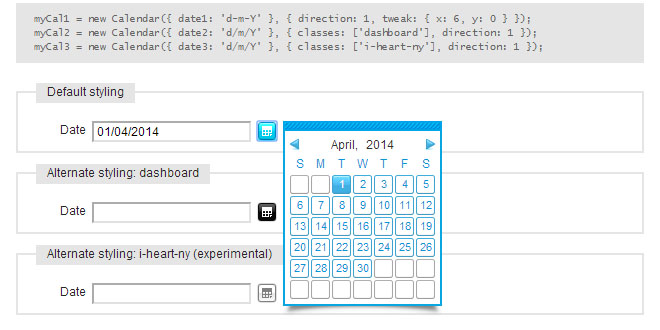 Calendar – accessible and unobtrusive date-pickers