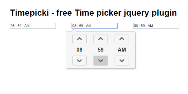 Timepicki - free Time picker jquery plugin