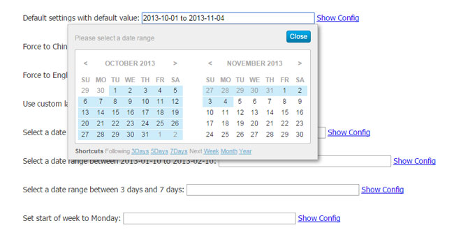 jQuery Date Range Picker