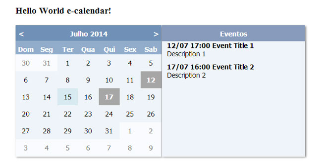 E-calendar - Create a calendar with events