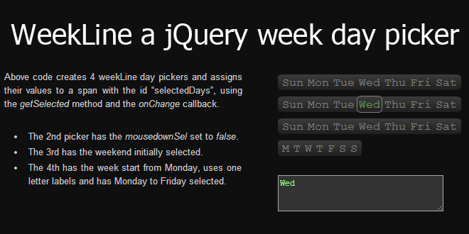weekLine - jQuery week day picker plugin