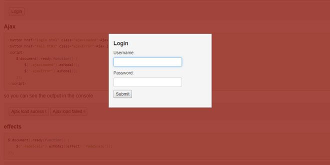 jQuery asModal - Create a modal dialog