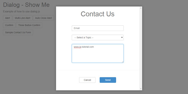 Dialog.js - jQuery plugin to create modal dialogs and forms.