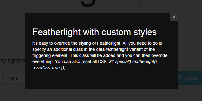 Featherlight -  very lightweight jQuery lightbox