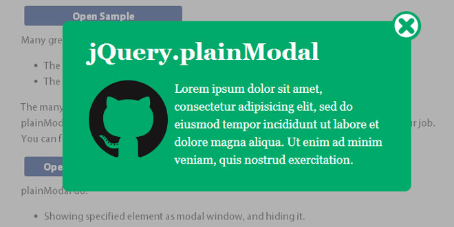 plainModal - Simple for customizable modal windows