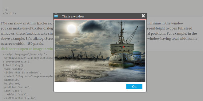 Tikslus Dialog - Show any HTML content inside a popup box