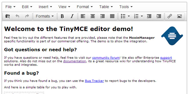 TinyMCE - Javascript WYSIWYG editor