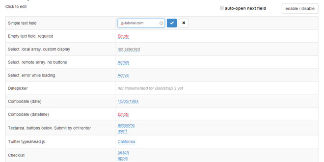X-editable - Create editable elements on your page