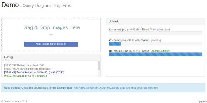 Ajax File uploader with drag and drop