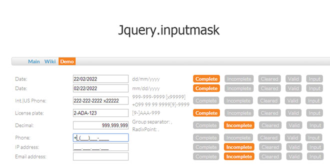 jquery.inputmask - Create an input mask