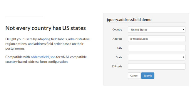jQuery Addressfield - Dynamic address field plugin