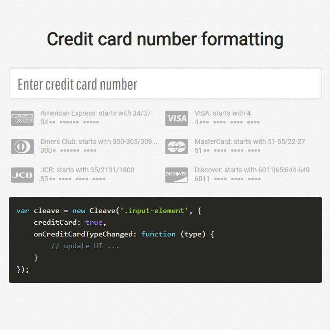 Cleave.js - Format your content when you are typing