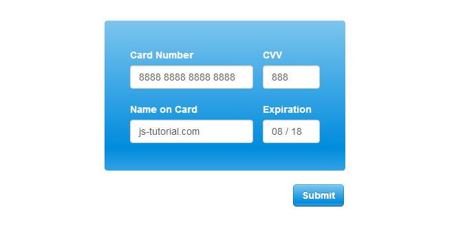 Creditly.js - An intuitive credit card form Creditly.js - An intuitive credit card form