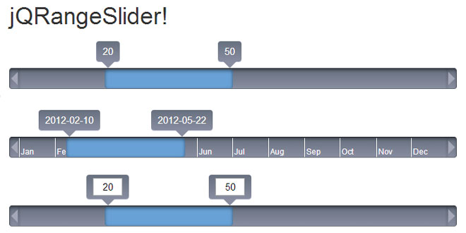 jQRangeSlider - jQuery UI range selection slider