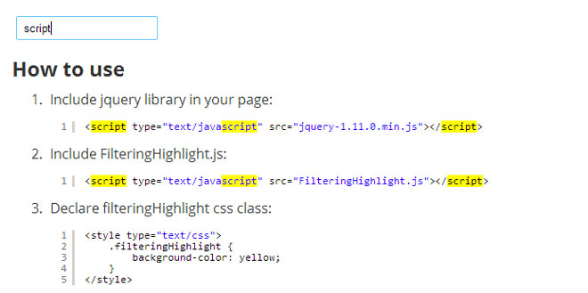Js Tutorial - Filtering Highlight plugin