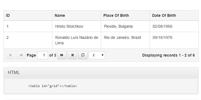 jQuery Grid by Gijgo.com