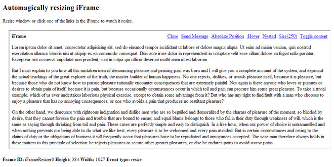 iFrame Resizer - Automagically resizing iFrame