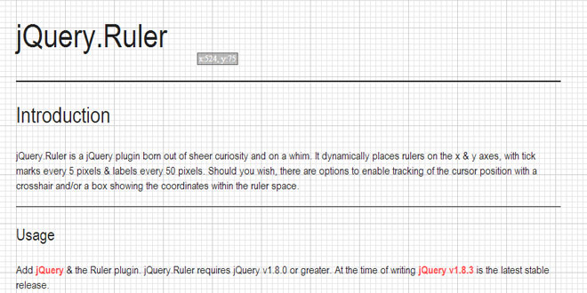 jQuery.Ruler