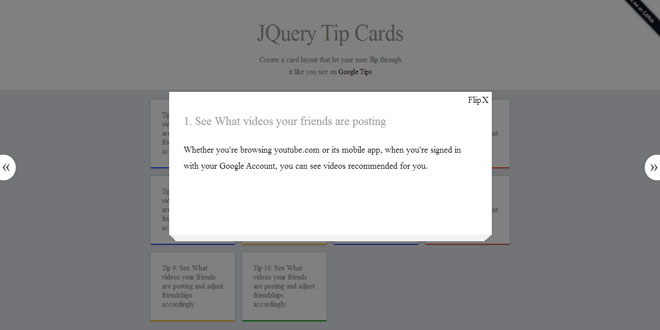 JQuery Tip Cards - Create a card layout