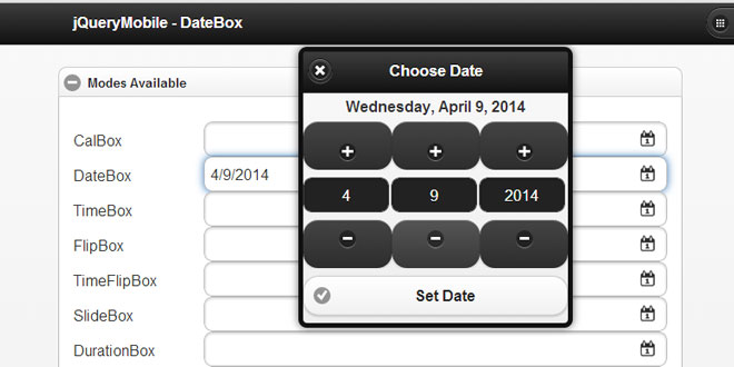jQueryMobile DateBox - Date and Time Picker plugin