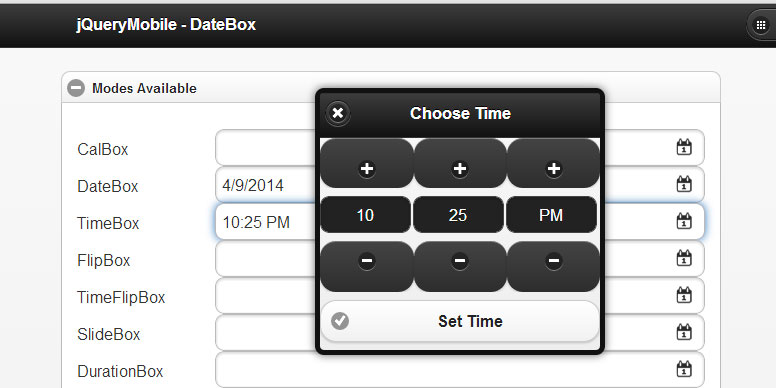 jQueryMobile DateBox - Date and Time Picker plugin