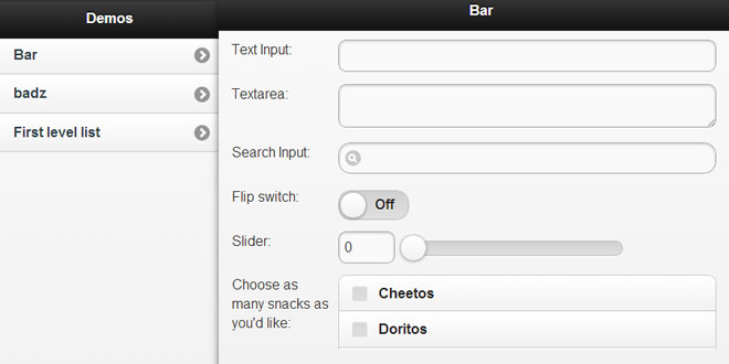 jQuery Mobile Splitview