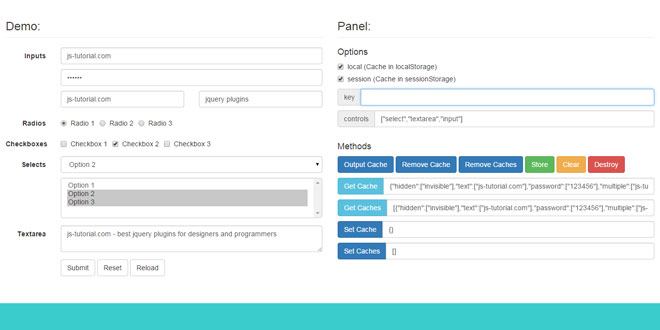 Formcache - A simple jQuery form cache plugin