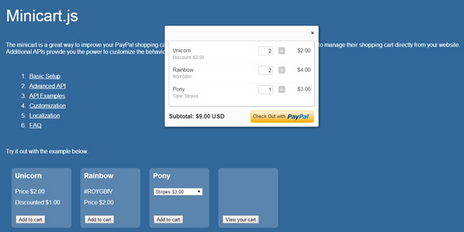 Minicart.js - Great way to improve your PayPal shopping cart